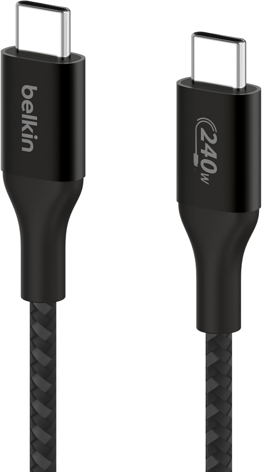Belkin BoostCharge USB-C to USB-C Power Cable 2M Fast Charging with 240W Power Delivery, USB-IF Certified - Black Belkin BoostCharge USB-C to USB-C Power Cable 2M Fast Charging with 240W Power Delivery, USB-IF Certified - Black